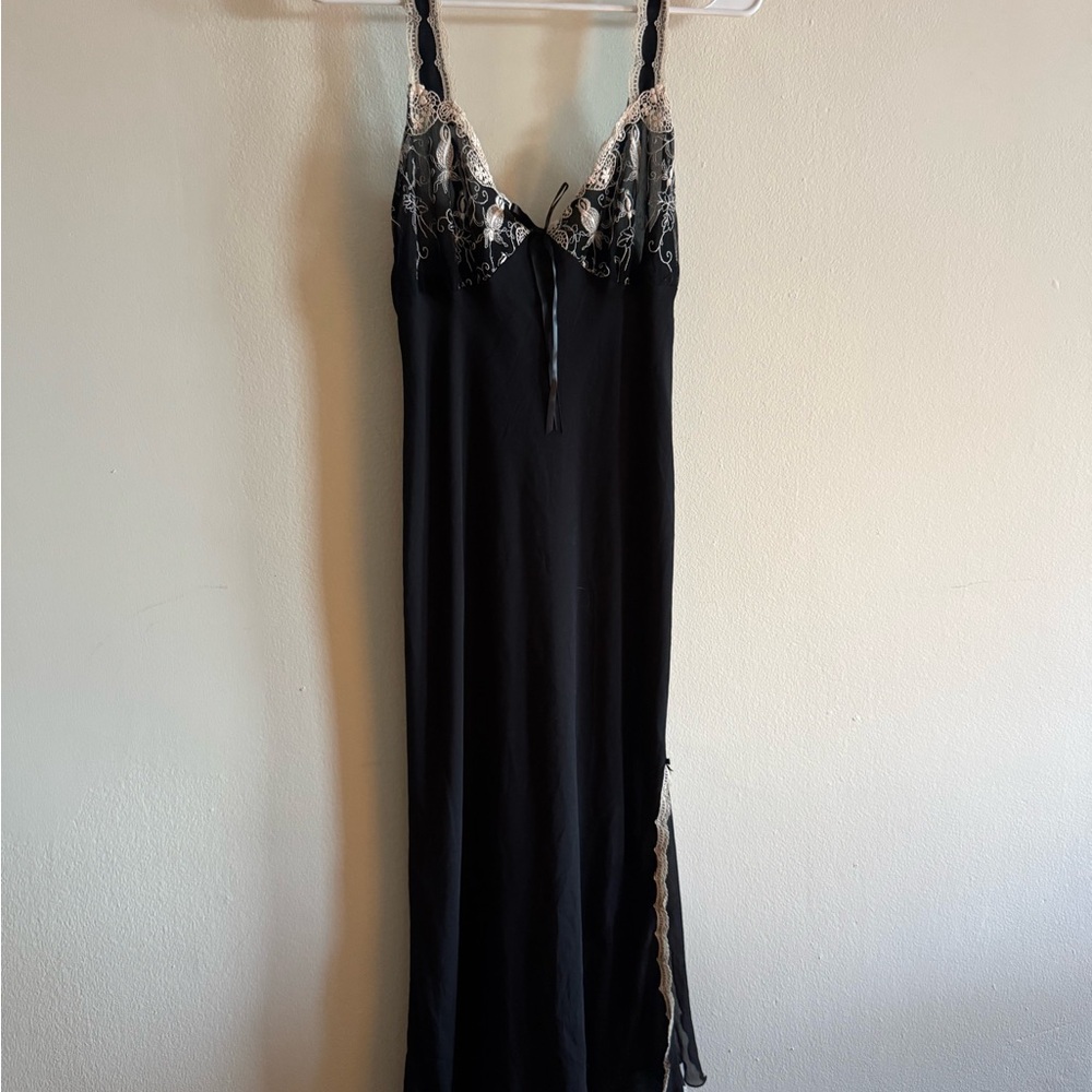 Delicates Black and Cream Lace Chemise